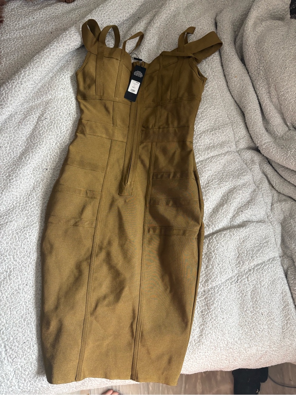 Fashion Nova Olive Midi Bodycon Dress